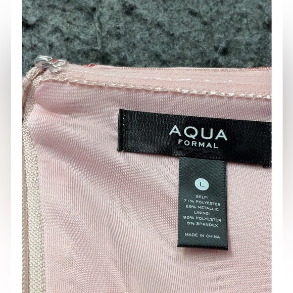 AQUA Metallic Stripe Cutout Gown Rainbow Long Formal Dress Homecoming Prom EUC L - Picture 9 of 9